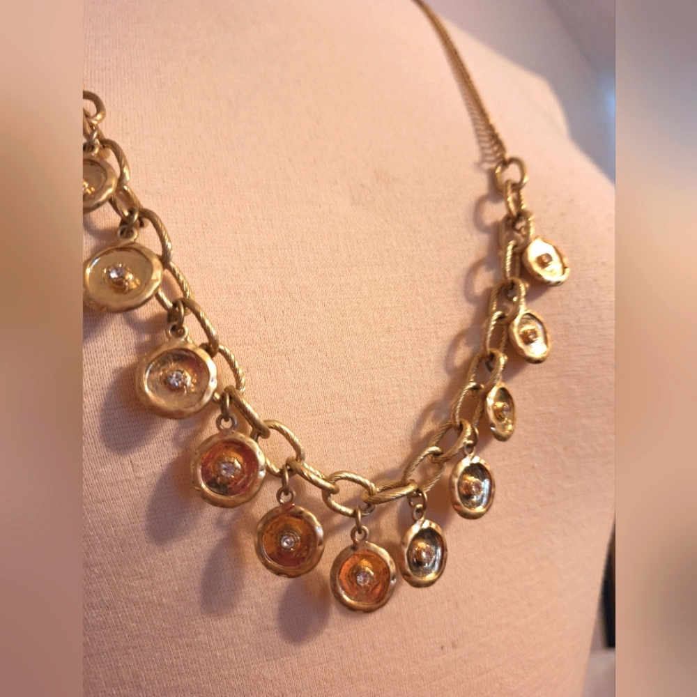 Banana Republic Gold disk Rhinetone diamond necklace new